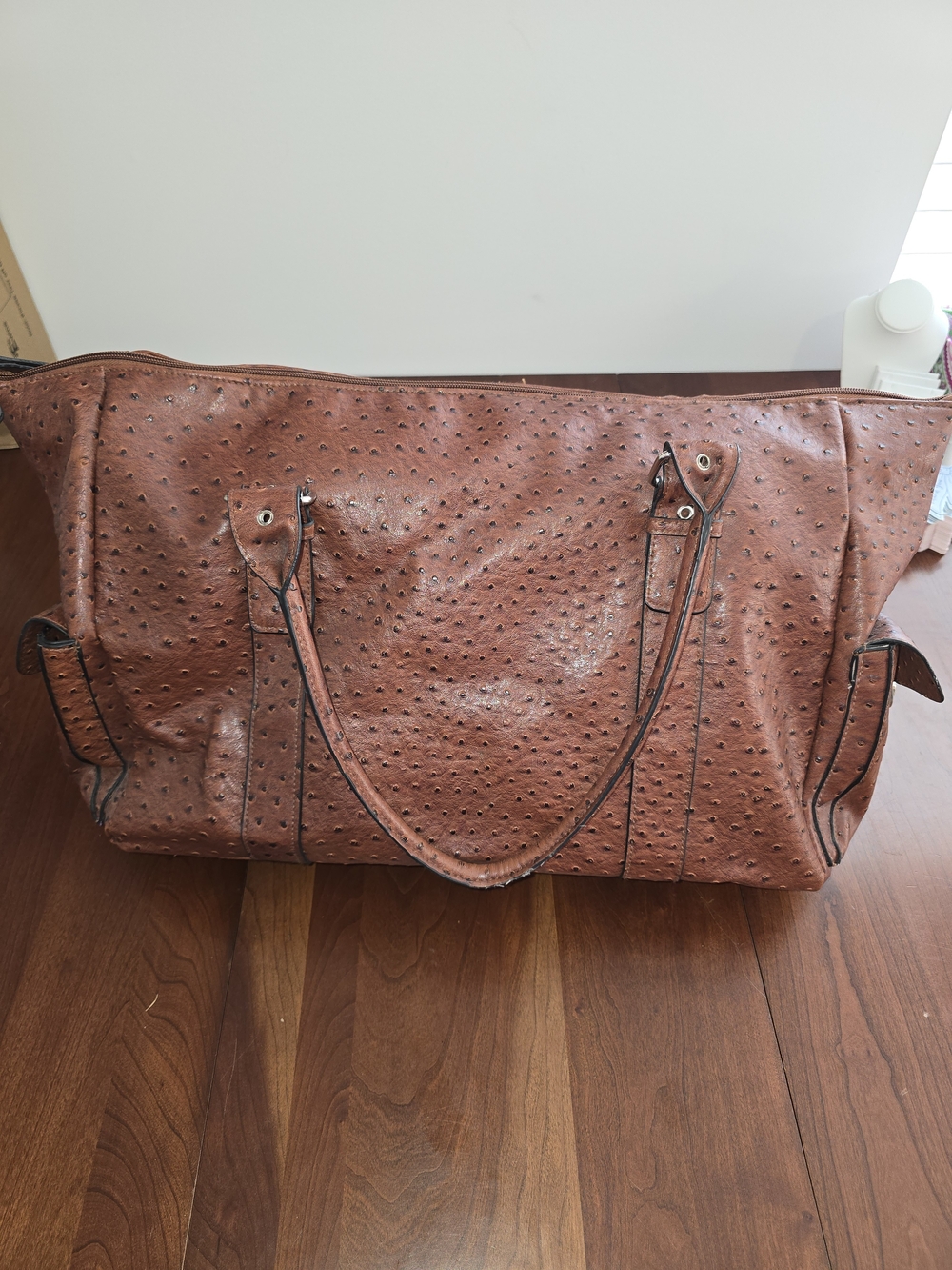 Bueno Brown Ostrich Textured Duffle Tote Bag - Men Bags
